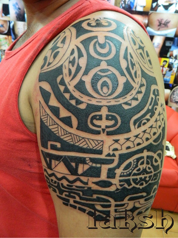 Full sleeve tattoo by Mahesh Ogania at Laksh Tattoo Goa India.