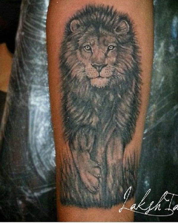 Lion Tattoo photorealistic art style