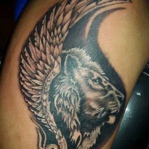 Lion Black and Grey Tattoo by Laksh Tattoo Studio Goa