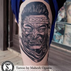 Samurai Portrait Tattoo by Mahesh Ogania Laksh Tattoo Studio Goa
