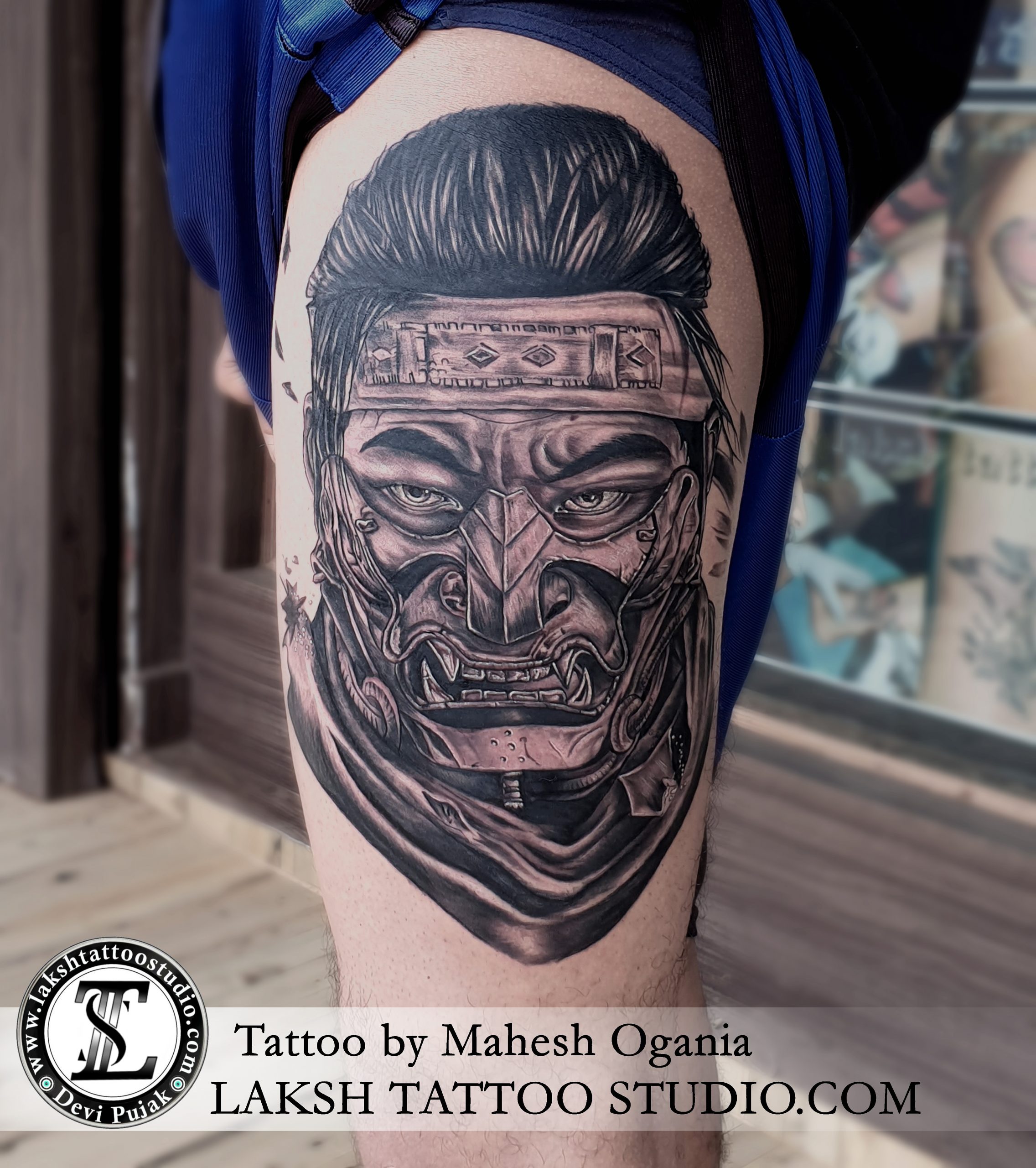 Samurai Portrait Tattoo by Mahesh Ogania